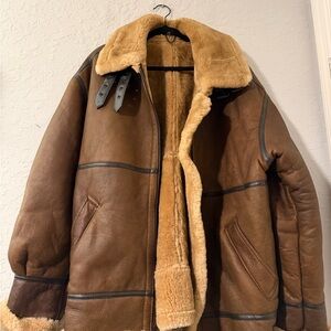 Men's Brown Shearling Leather Jacket